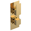 Venice Cubo Twin Thermostatic Shower Valve - Brushed Brass profile small image view 1 