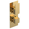 Venice Cubo Twin Thermostatic Shower Valve with Diverter - Brushed Brass profile small image view 1 
