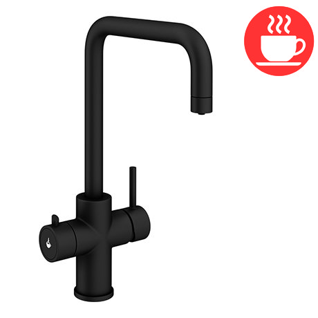 Venice Matt Black 4-in-1 Instant Boiling Water Kitchen Tap with Boiler & Filter