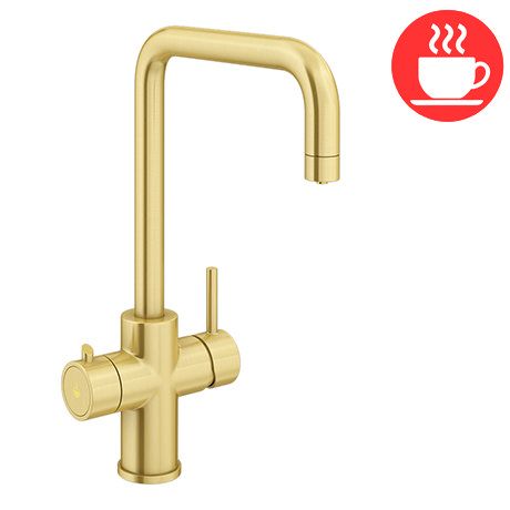 Venice Brushed Brass 4-in-1 Instant Boiling Water Kitchen Tap with Boiler & Filter