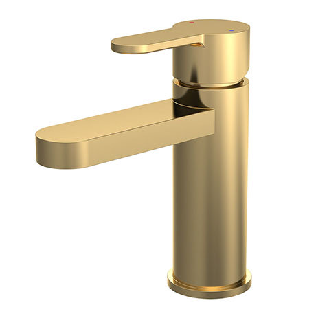 Venice Giro Brushed Brass Round Mono Basin Mixer with Push Button Waste