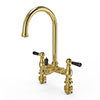 Bower 3-in-1 Instant Boiling Water Tap - Black Levers Traditional Bridge Brushed Brass with Boiler & Filter profile small image view 1 