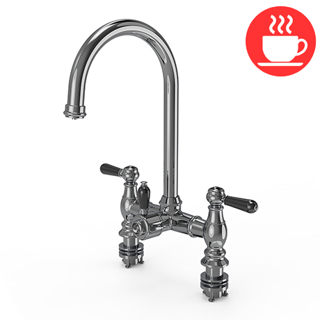 Venice Black Lever Traditional Bridge Chrome 3-in-1 Instant Boiling Water Kitchen Tap with Boiler & 