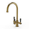 Bower 3-in-1 Instant Boiling Water Tap - Black Levers Traditional Cruciform Brushed Brass with Boiler & Filter profile small image view 1 