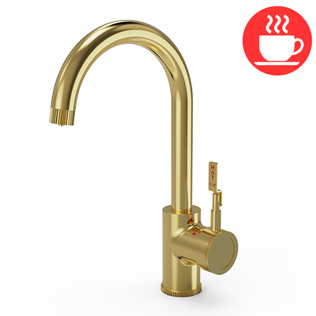Venice Industrial Single Lever Brushed Brass 3-in-1 Instant Boiling Water Kitchen Tap with Boiler & 