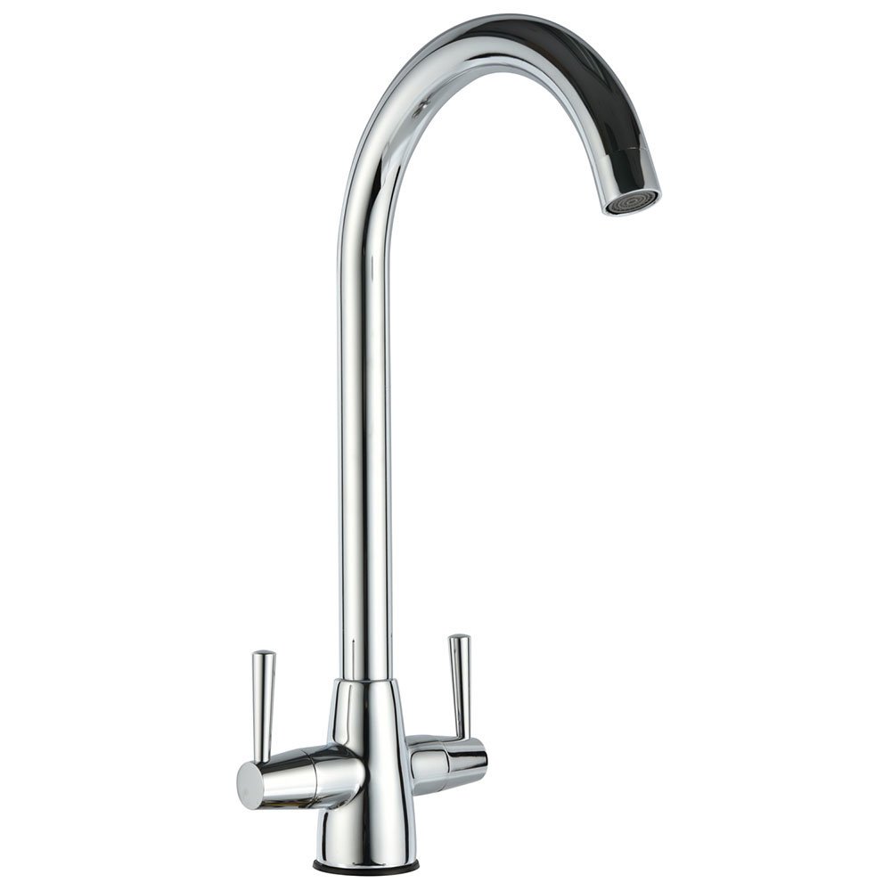 Venice Modern Dual Lever Kitchen Mixer Tap With Swivel Spout Chrome