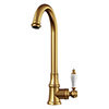 Venice Traditional Kitchen Mixer Tap with Swivel Spout - Brushed Gold profile small image view 1 