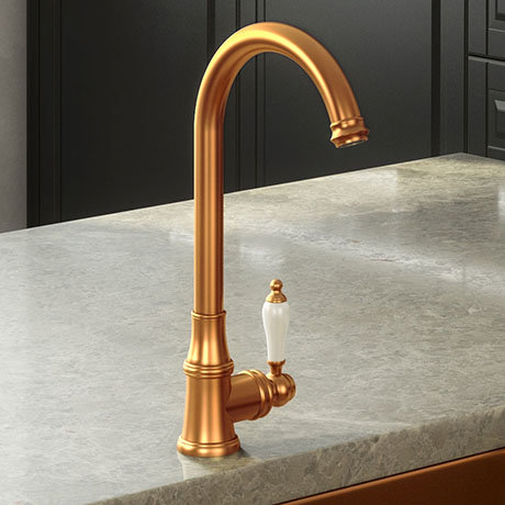 Venice Traditional Kitchen Mixer Tap with Swivel Spout - Brushed Copper