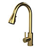 Venice Modern Kitchen Mixer Tap with Swivel Spout & Pull Out Spray - Brushed Brass profile small image view 1 