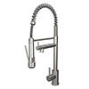 Venice Modern Kitchen Mixer Tap with Swivel Spout & Directional Spray - Brushed Steel profile small image view 1 
