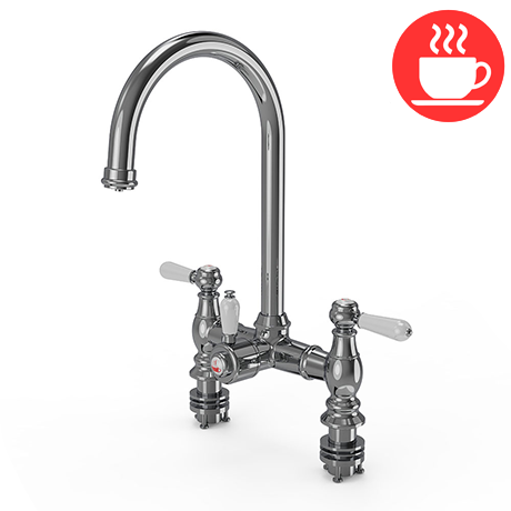 Venice Traditional Bridge Chrome 3-in-1 Instant Boiling Water Kitchen Tap with Boiler & Filter