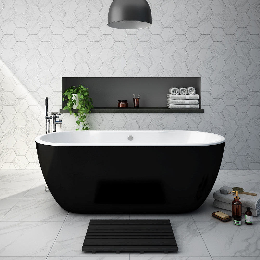 The Verona Black Freestanding Modern Bath