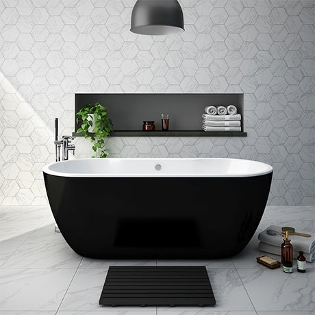 Verona Black Freestanding Modern Bath | Victorian Plumbing UK