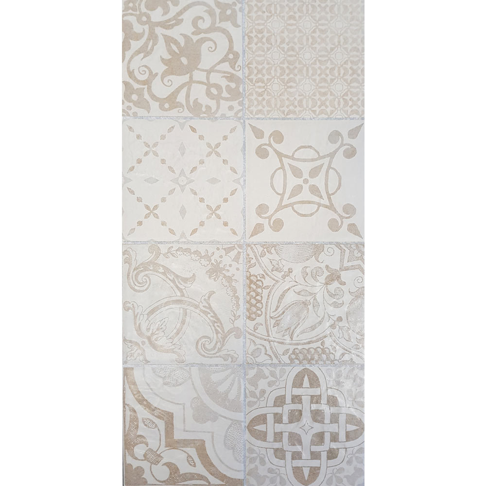 Verona Beige Encaustic Effect Wall and Floor Tiles 255 x 510mm