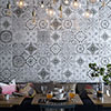 Verini Gloss Grey Encaustic Effect Wall and Floor Tiles - 200 x 200mm Small Image