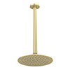Venice Giro 200mm Round Brushed Brass Fixed Shower Head + 300mm Ceiling Mounted Arm profile small image view 1 