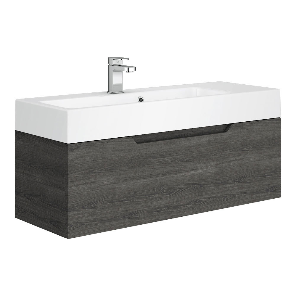 Vision 1000 x 355mm Grey Oak Wall Mounted Sink Vanity Unit Victorian