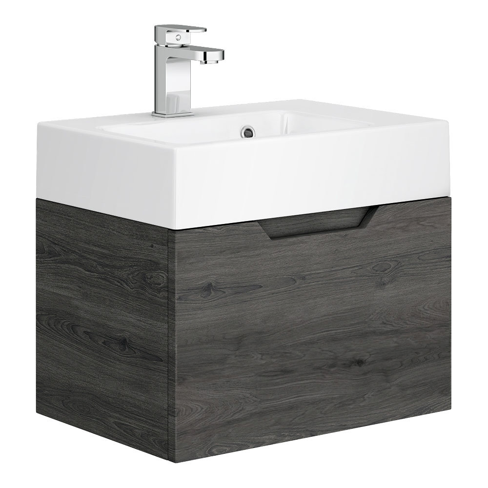Vision 500 x 355mm Grey Oak Wall Mounted Sink Vanity Unit Victorian
