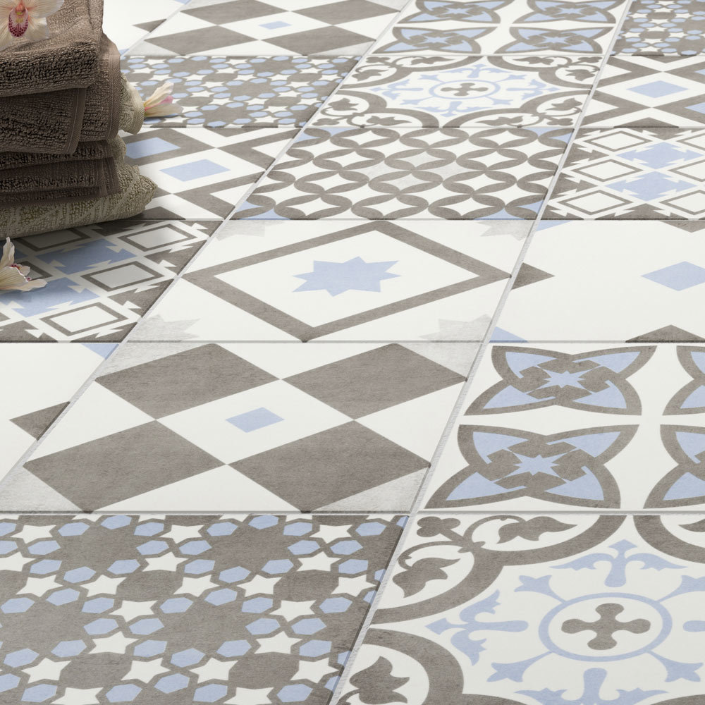 Shop The Vibe Light Blue Patterned Wall And Floor Tiles 223 X