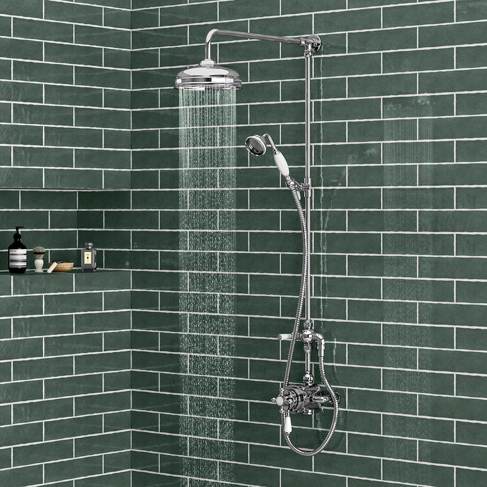 Victorian Grand Rigid Riser with 190mm Shower Head, Handshower and ...