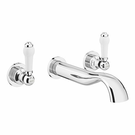 Chatsworth 1928 Traditional Wall Mounted White Lever Basin Mixer Tap