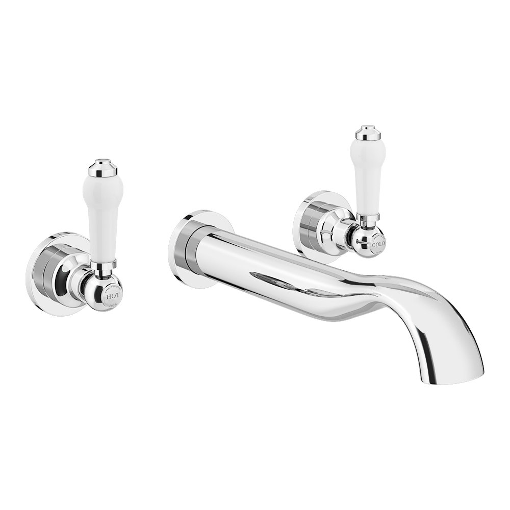 Chatsworth 1928 Traditional Wall Mounted White Lever Bath Filler Tap