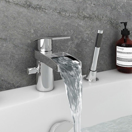 Zen Open Spout Mono Bath Shower Mixer with Shower Kit