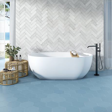 Vista Ocean Blue Hexagon Porcelain Wall, How To Install 12 215 24 Shower Wall Tiles