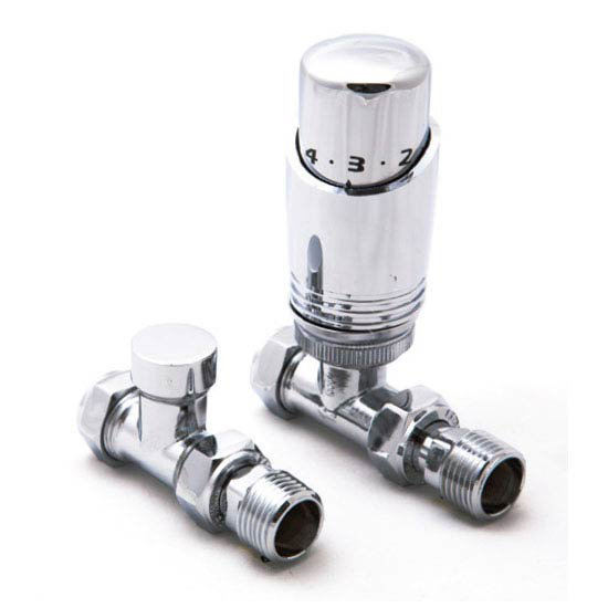 Modine Radiator Valves Reina Modal TRV Straight Radiator Valves | Chrome | Victorian Plumbing