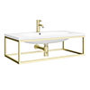 Venice 900mm Wall Hung Basin with Brushed Brass Towel Rail Frame inc. Tap + Bottle Trap profile small image view 1 