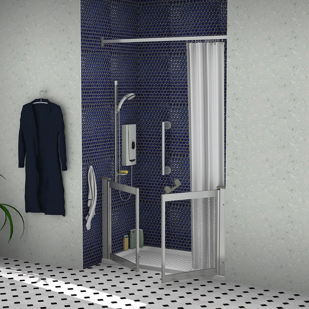 Milton Silver Front Access Half Height Twin BiParting Shower Doors