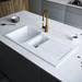 Venice 1.5 Bowl Matt White Composite Kitchen Sink + Chrome Wastes profile small image view 5 