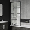 Venice Matt Black Abstract Grid Hinged Bath Screen (800 x 1400mm) profile small image view 1 