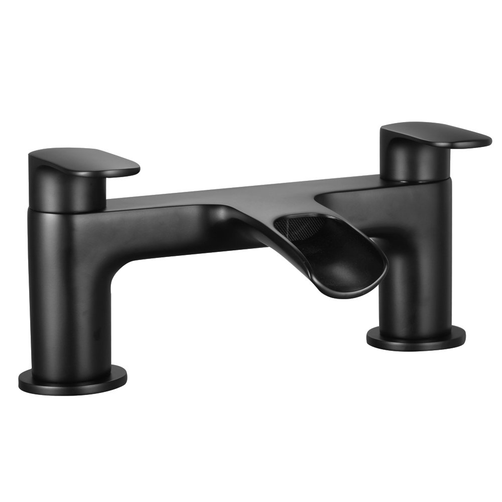 Valencia Matt Black Waterfall Bath Filler | Victorian Plumbing UK