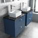 Venice Abstract 600mm Blue Vanity Unit - Wall Hung 2 Drawer Unit with Black Worktop & Chrome Handles profile small image view 4 
