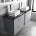 Venice Abstract 600mm Grey Vanity Unit - Wall Hung 2 Drawer Unit with Black Worktop & Chrome Handles profile small image view 4 
