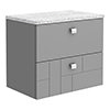 Venice Abstract 600mm Grey Vanity Unit - Wall Hung 2 Drawer Unit with White Worktop & Chrome Handles profile small image view 1 