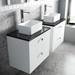 Venice Abstract 600mm White Vanity Unit - Wall Hung 2 Drawer Unit with Black Worktop & Chrome Handles profile small image view 4 