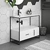Venice Black Frame Basin Washstand - 1 Drawer, 1 Cupboard inc. 900mm Solid Stone Basin Small Image