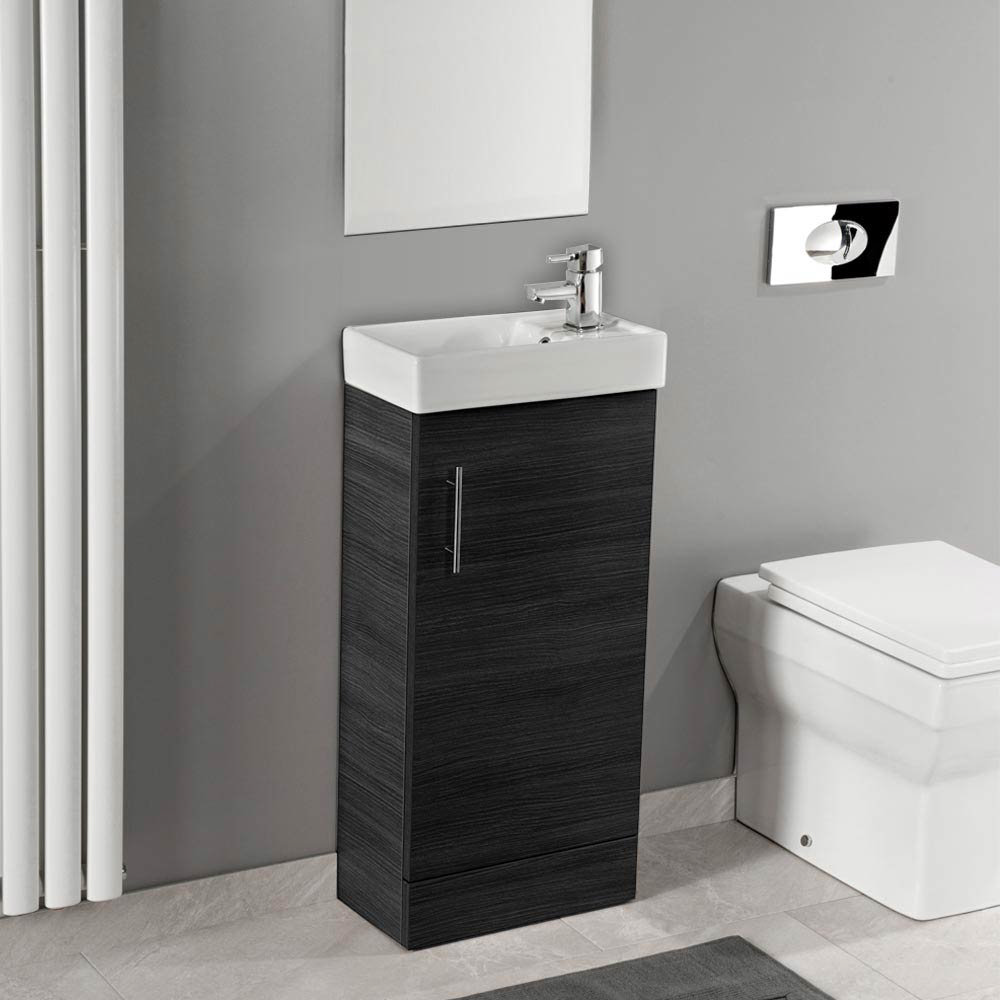 Valencia Mini SQ Black Ash Vanity Unit 400mm Wide Victorian Plumbing UK