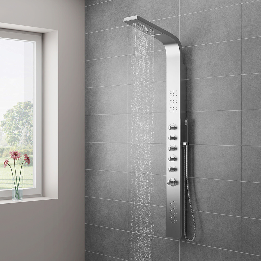 Milan Shower Tower Panel Stainless Steel (Thermostatic) Victorian