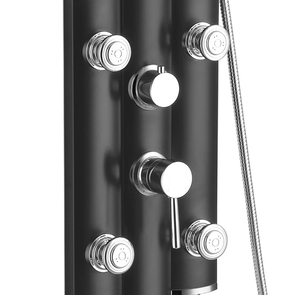 Vesta Round Head Shower Column Black Finish Victorian Plumbing