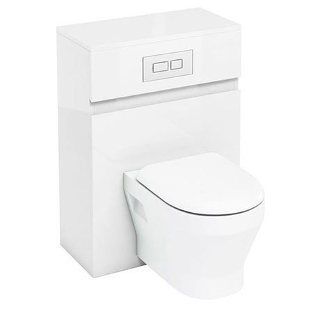 Aqua Cabinets W600 x D300mm Wall Hung WC Unit with Cistern & Flush Plate - White - W34W