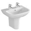 VitrA - S20 Wall Mounted Basin and Half Pedestal - 2 Tap Hole - 5 x Size Options profile small image view 1 