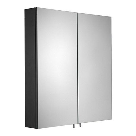 Croydex Dawley Matt Black 600mm Double Door Mirror Cabinet - WC930221