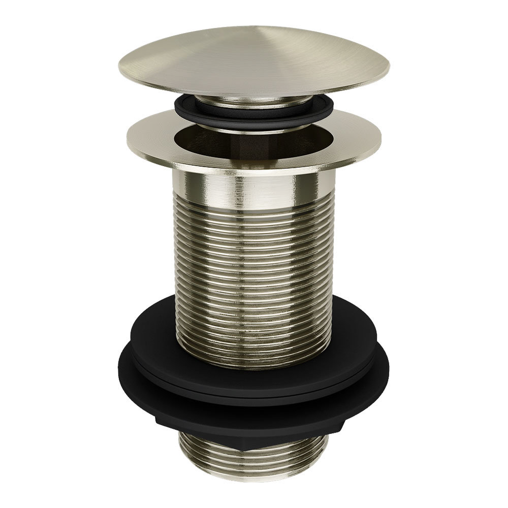 Brushed Nickel Unslotted Click Clack Basin Waste Victorian Plumbing UK