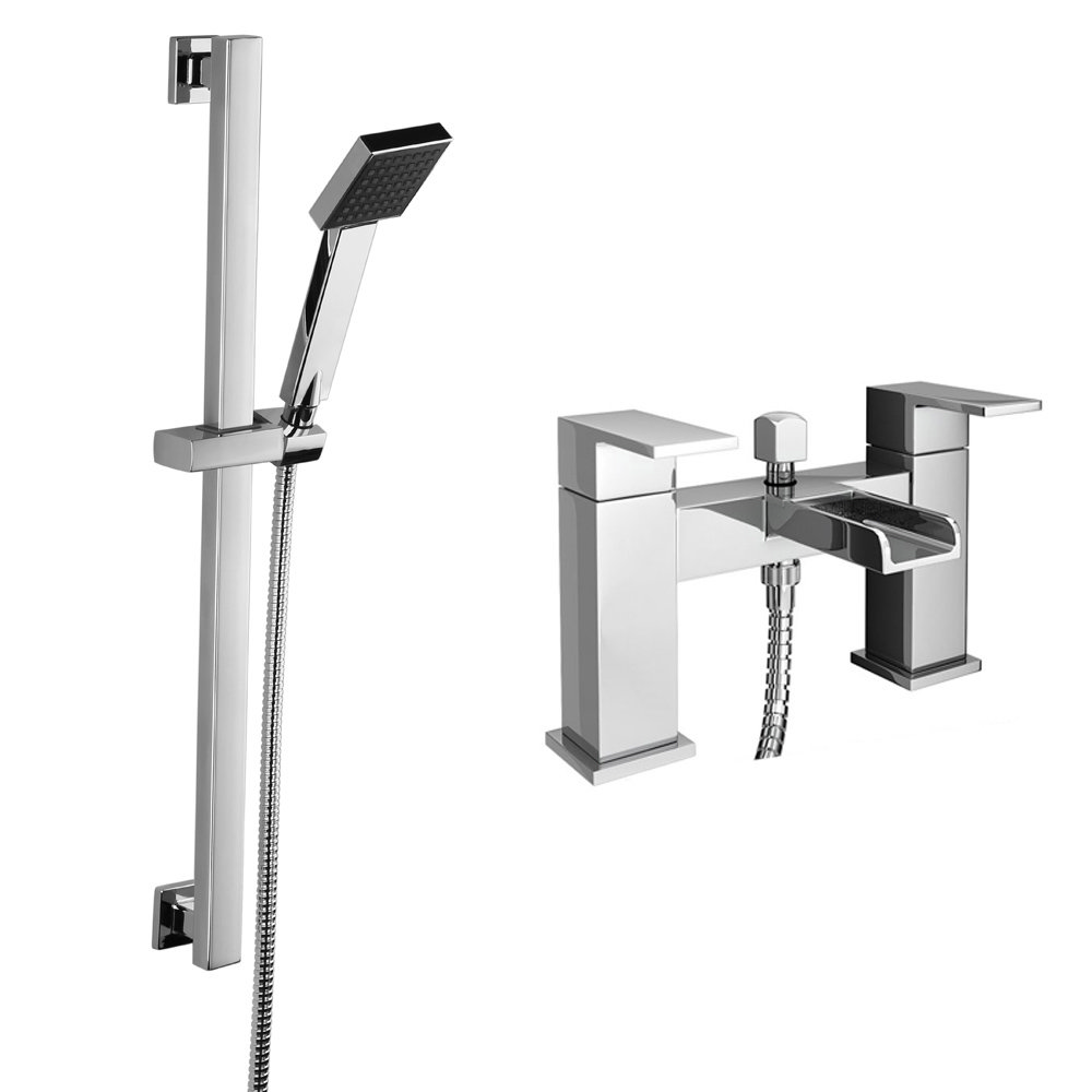 Monza Waterfall Bath Shower Mixer With Slider Rail Kit Online Now