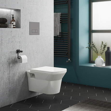 Dual Flush Concealed WC Cistern with Wall Hung Frame + Modern Toilet