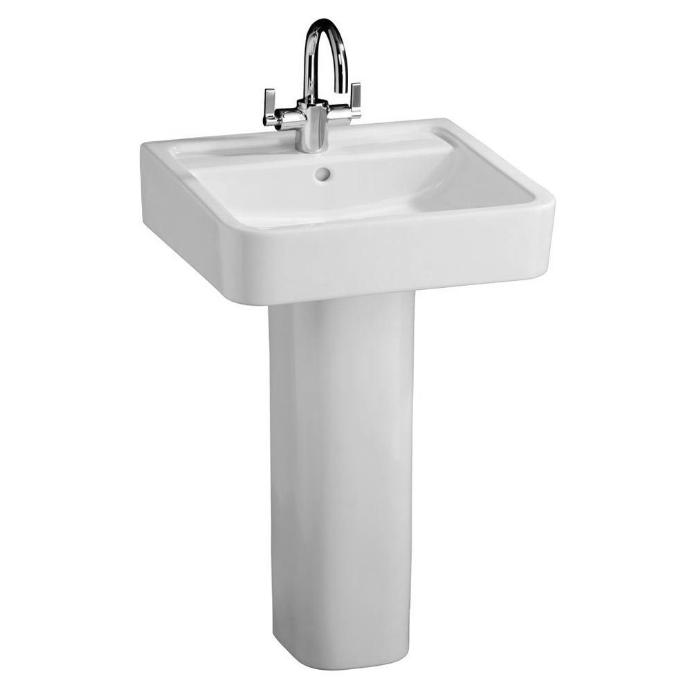 Ideal Standard White Cube 50cm 1TH Basin & Pedestal