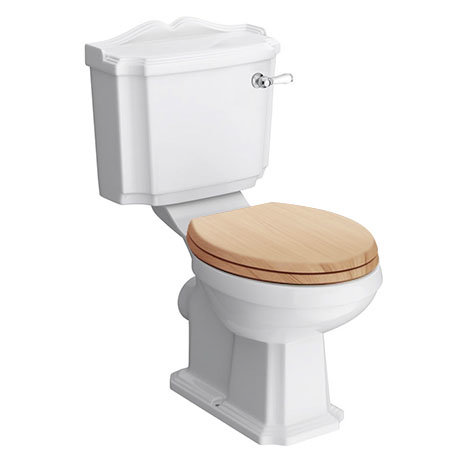 Winchester Close Coupled Traditional Toilet with Beech Toilet Seat